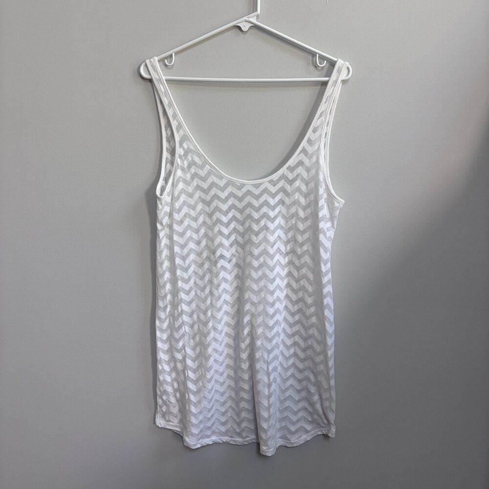 Pink By Victoria's Secret Chevron Cover Up Tank Dress Women's M White Sheer